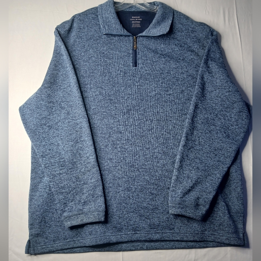 Haggar Men's Fleece 1/4 Zip‎ Zip Up Pullover Sweater Sweatshirt Mens 3XLT Navy